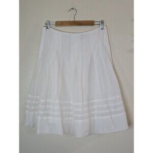 Banana Republic White Classic Pinstripe A-Line Skirt Womens Size 4 Preppy VTG